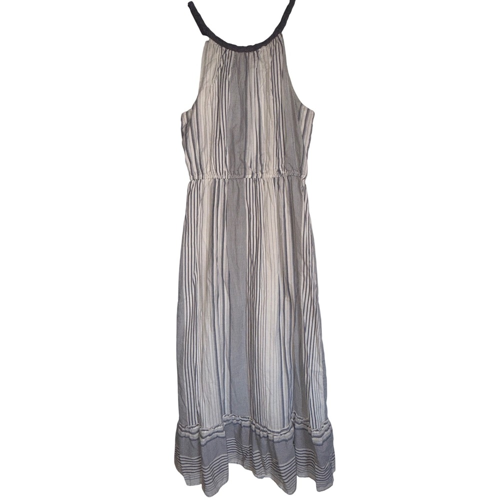 Coastal Old Money Striped Maxi Dress L Summer Quiet Luxury Nautical Resort - Picture 2 of 15